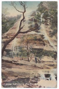 Postcard, with a photo of the Bridal Veil Falls, Leura, Blue Mountains (New South Wales)