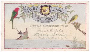 A membership card of the Gould League of Bird Lovers of Victoria (1935-36)